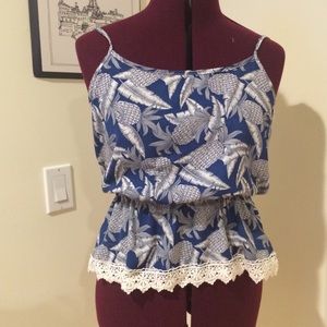 Pinapple top with lace bottom