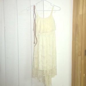 All white lace hi-low dress