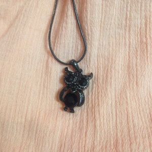 Black owl necklace