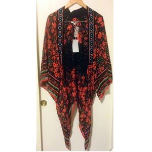 Boho floral flowy kimono