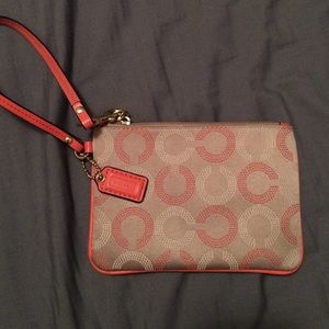 Cute coach wristlet! Tan and peach
