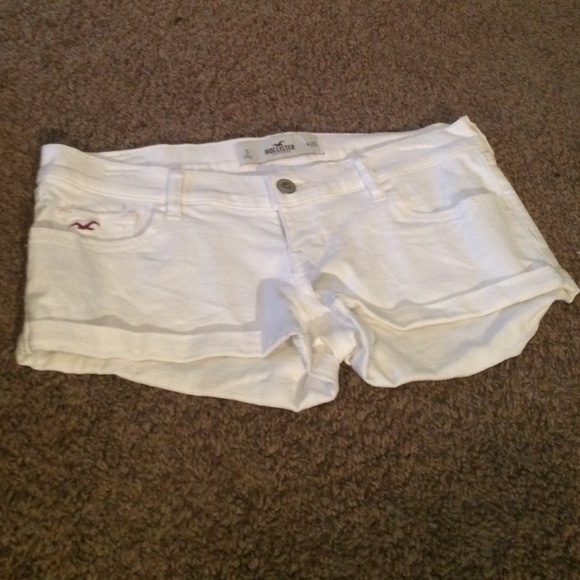 White cuffed short shorts