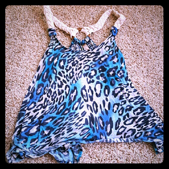 Blue animal print tank top