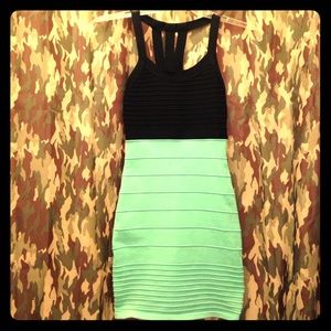 Mint & black bodycon dress