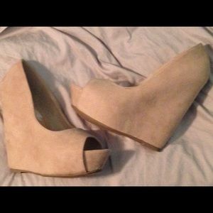 Nude Suede Wedges