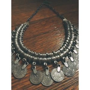 Metal Choker Necklace w/ Coin Embellishments