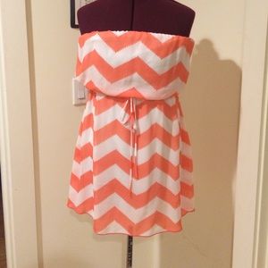 Sweet pink and white strapless dress