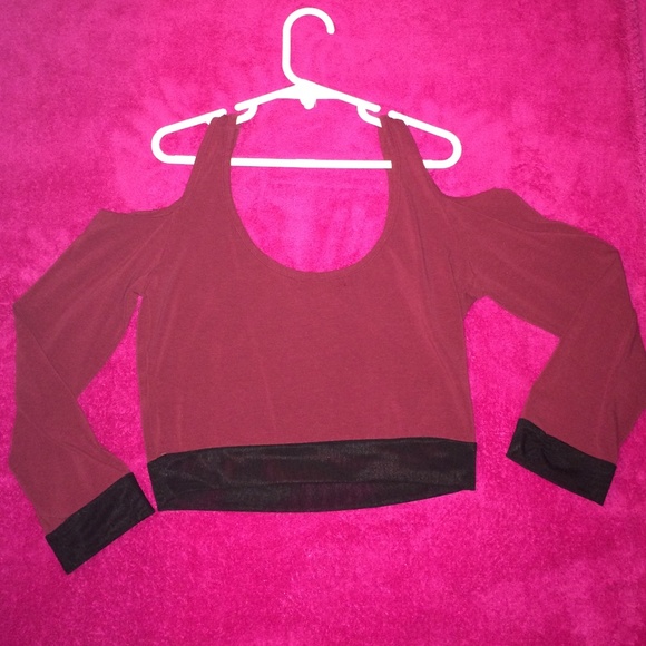 Maroon, off the shoulder crop top.