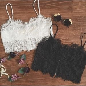 Black and white lace crop top