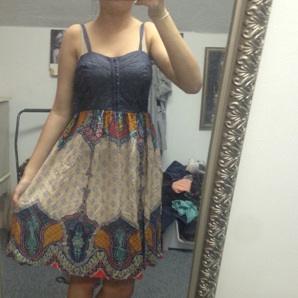denim print dress