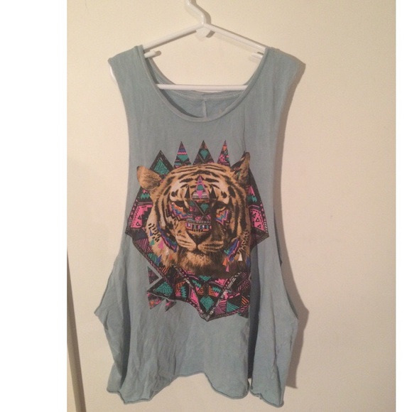 Blue Tank With Tiger Pattern