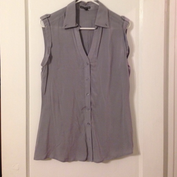 Express Gray viscose button down blouse