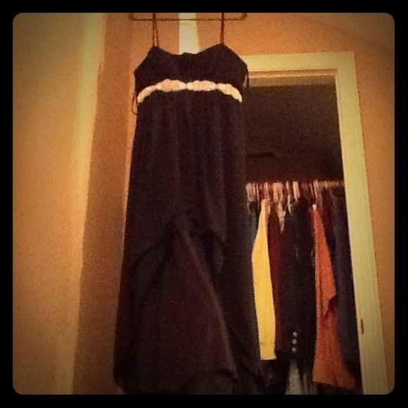 Black semi formal hi-lo dress.