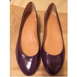 J. Crew purple flats with a gold heel