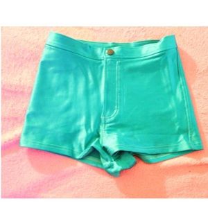American Apparel Turquoise Disco Shorts