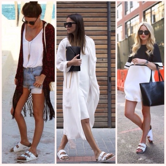 white birkenstock like sandals