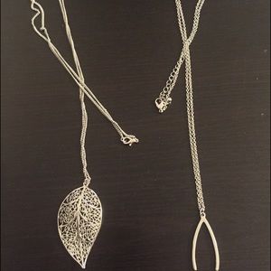 Wishbone and leaf long necklaces