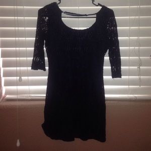 ANGL navy blue lace dress backless