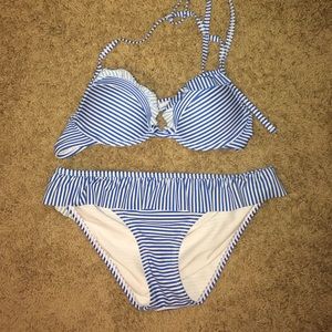 aerie blue and white striped bikini