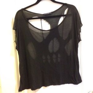 brandy melville skeleton cut-out tee