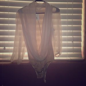 Pink/cream body suit