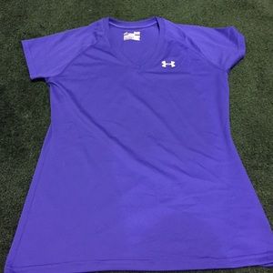 Bluish-Purple V-Neck Hear Gear Semi-Fitted Tee