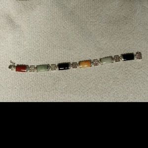 Jade & sterling silver bracelet
