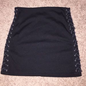 Forever 21 black mini skirt with lace up sides
