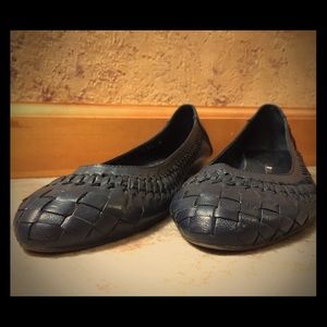 Jeffrey Campbell navy blue textured leather flats