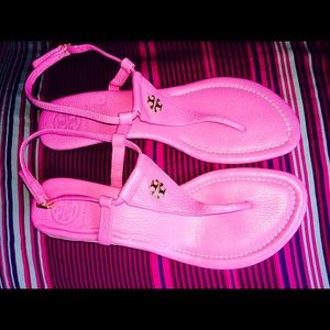Tory Burch Britton Pink Leather Demi Wedge (NEW)