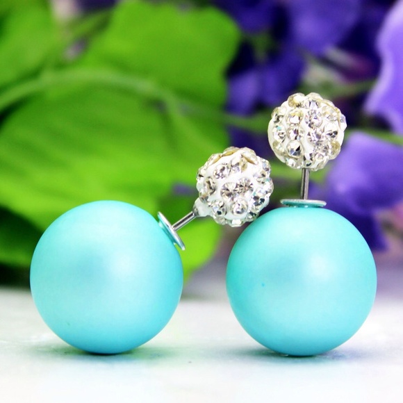 Double sided/Blue/ Rhinestone earrings