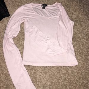 Forever 21 light pink crop long sleeve t shirt