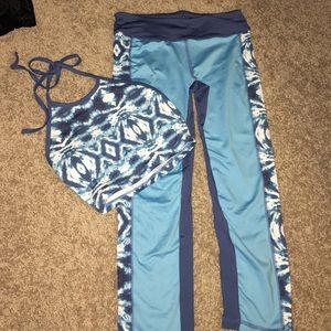 Forever 21 tye dye active leggings and sports bra