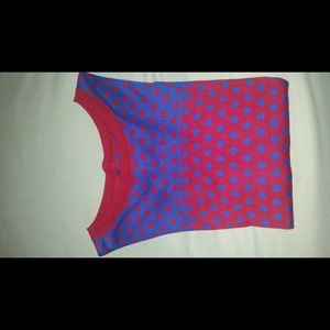 Kensie red and blue polk a dot sweater