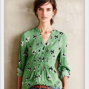 Anthropologie Maeve bulldog shirt