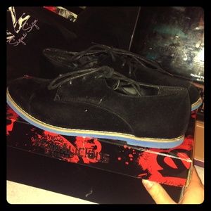 Black Velvet Lace Up Shoes