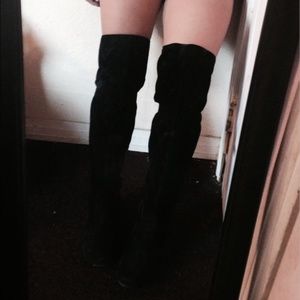 Thigh high , knee high suede black boots
