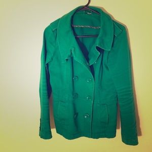 Green denim jacket