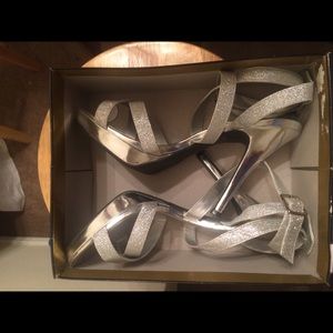 Silver glitter strappy heel