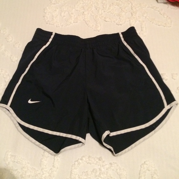 Navy and white nike dri fit running shorts