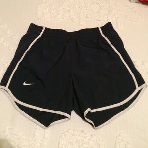 Navy and white nike dri fit running shorts