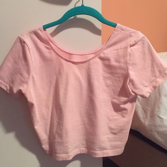 American Apparel Pink Shirt Sleeve Crop Top