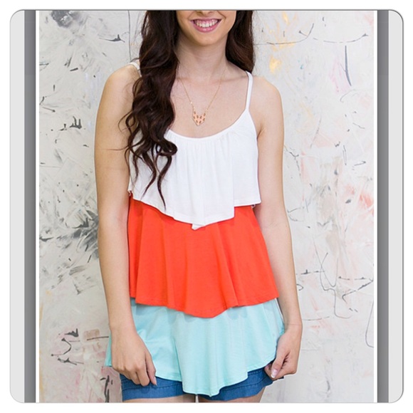 Coral and Mint Tiered Tank