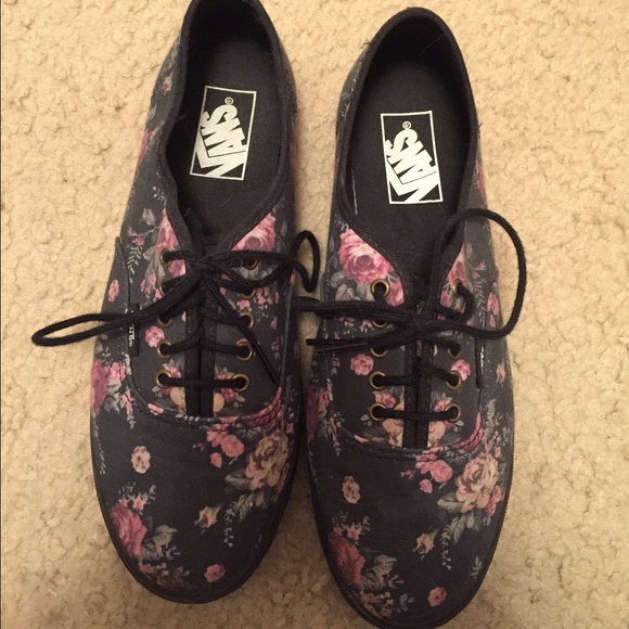 Black floral vans
