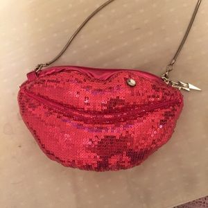 Pink sequin lip purse