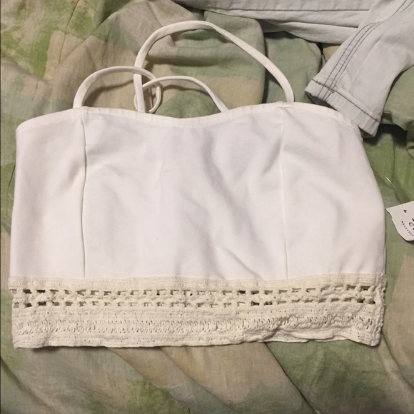 Necessary Clothing Crop Top in White/Cream - Picture 1 of 2