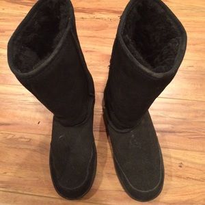 Black leather waterproof bear paw boots