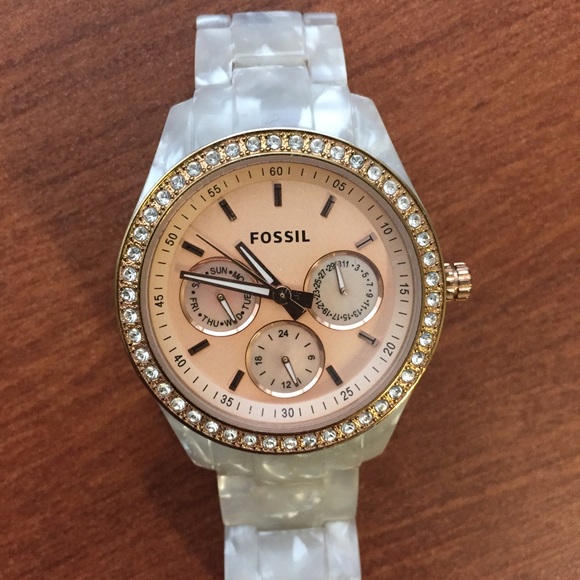 Fossil White Pearl Watch Rose Gold