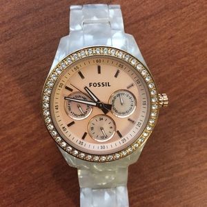 Fossil White Pearl Watch Rose Gold