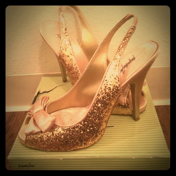 Gold sequence sling backs